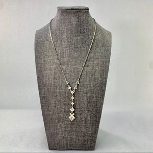 Givenchy Silvertone and Crystal Necklace Vintage!